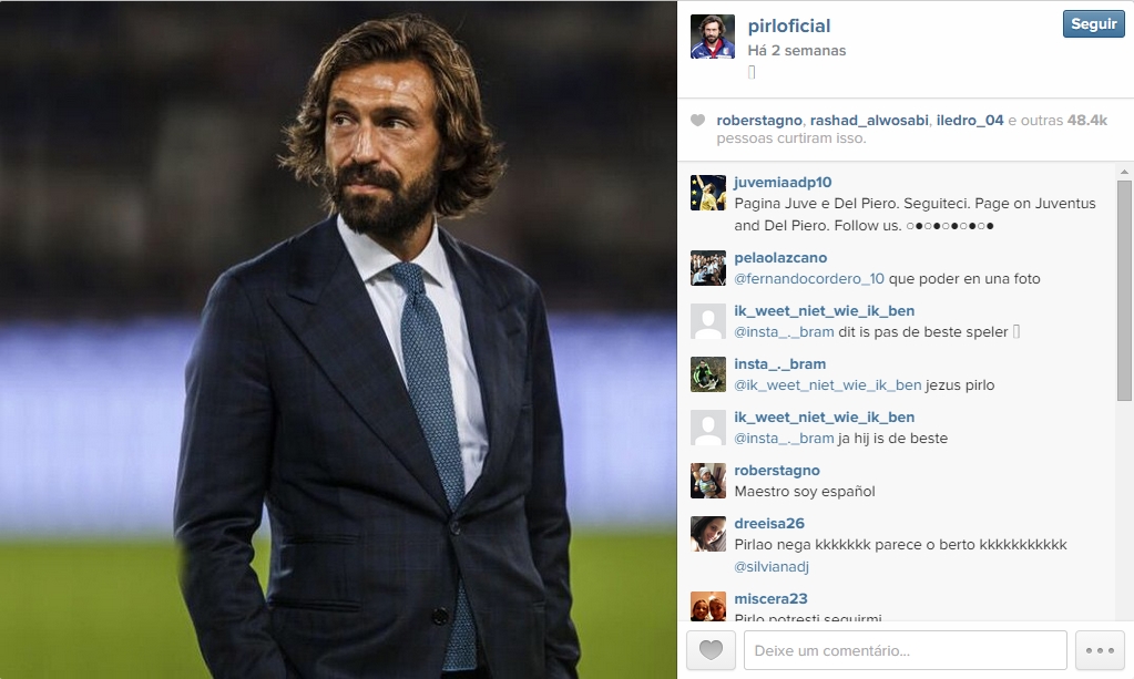 Um dos jogadores mais sérios no Instagram, Pirlo prefere o lado mais social para se vestir