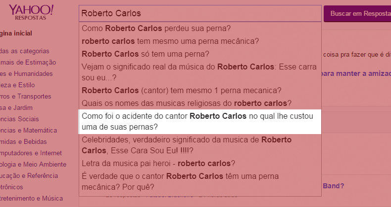Das 10 perguntas mais frequentes, 6 são sobre a perna do cantor. Significa?