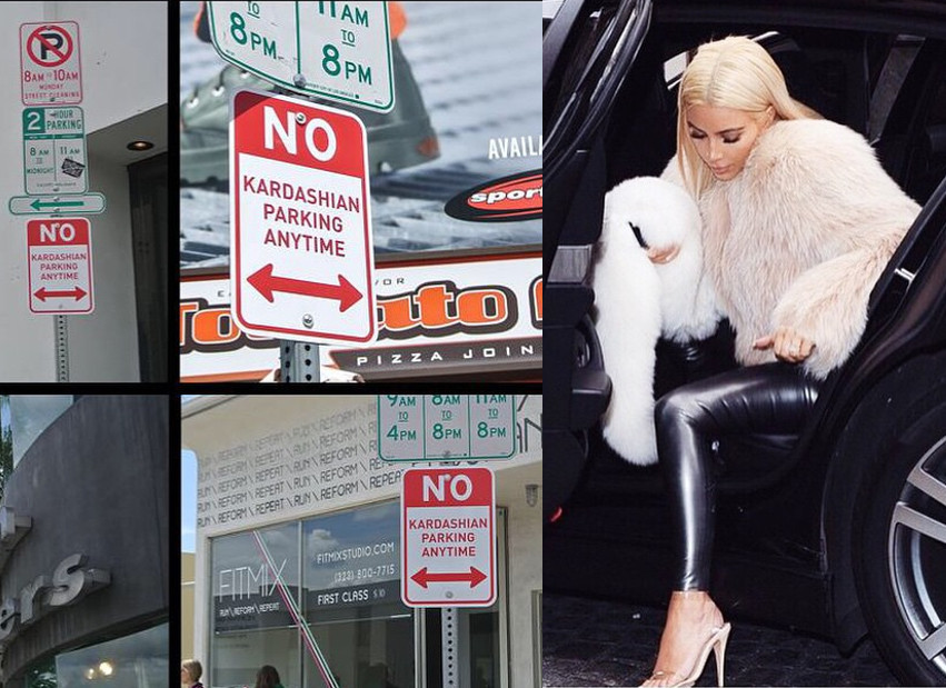 Placa de trânsito em Los Angeles proíbe família Kardashian estacionar o carro, mas é só zuera never ends