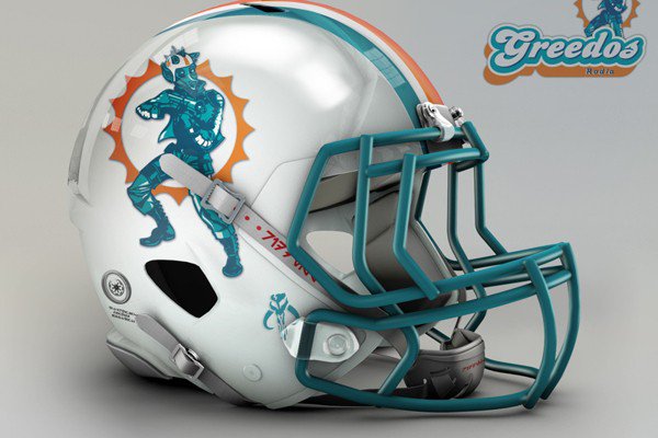 Capacete personalizado de Star Wars do Miami Dolphins