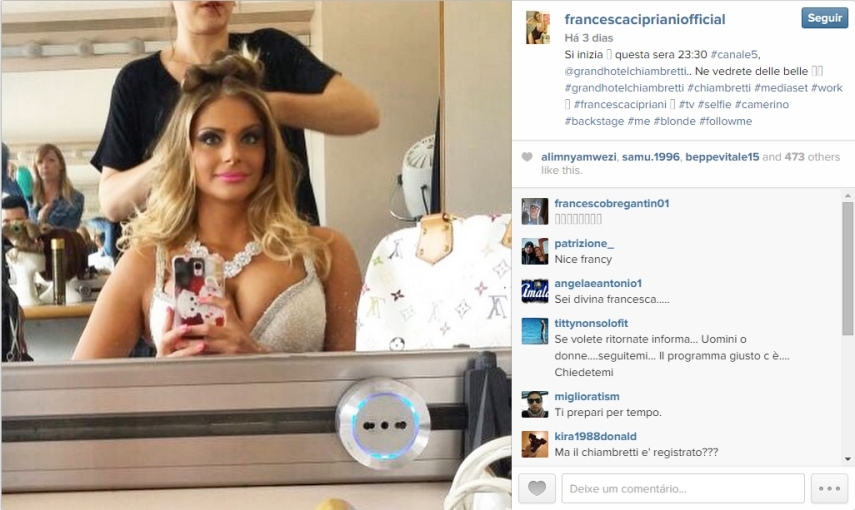 Modelo italiana Francesca Cipriani contou na TV que teve um caso com Rami