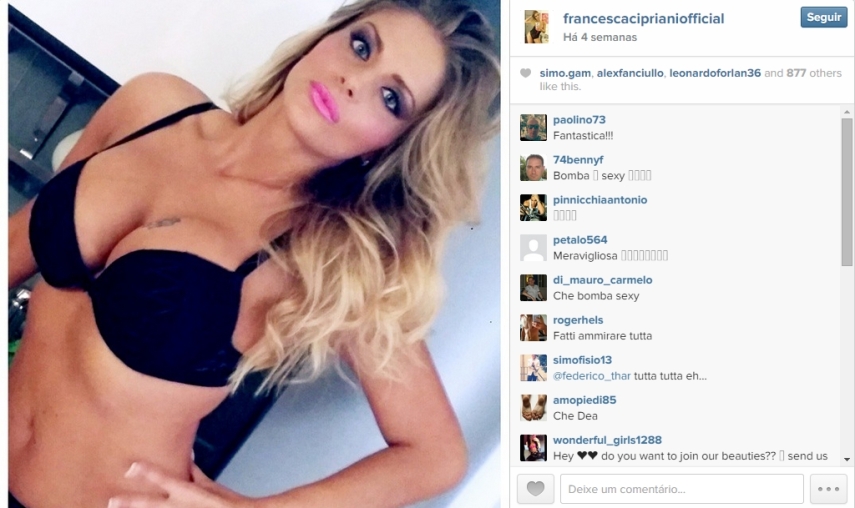 Modelo italiana Francesca Cipriani contou na TV que teve um caso com Rami