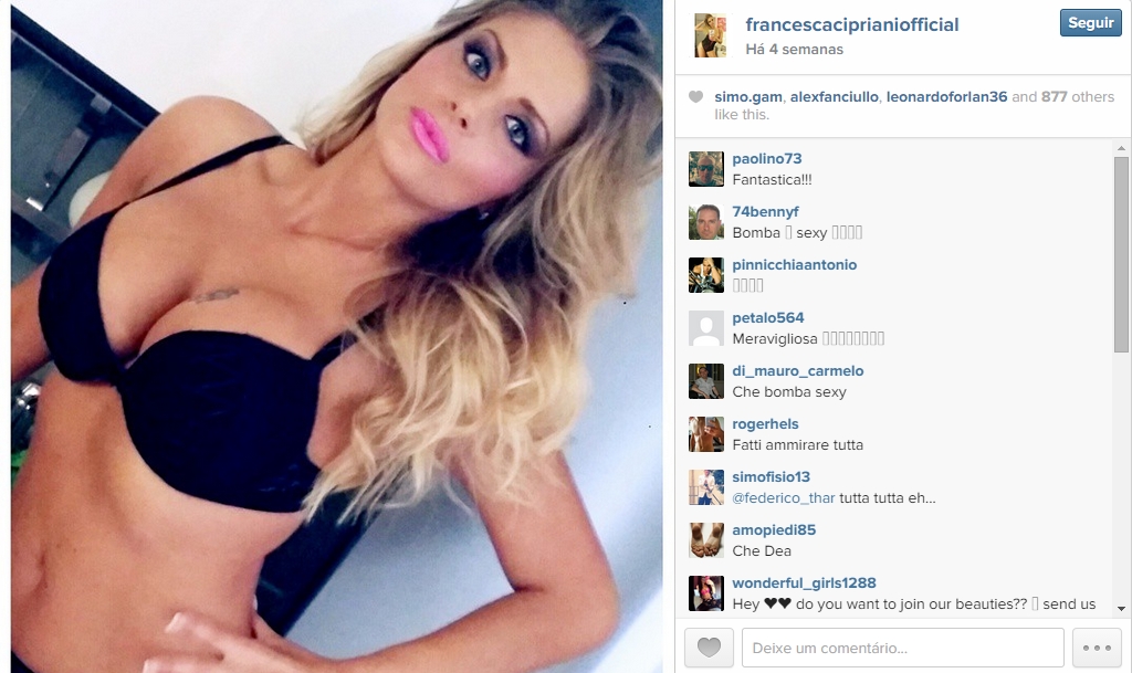 Modelo italiana Francesca Cipriani contou na TV que teve um caso com Rami
