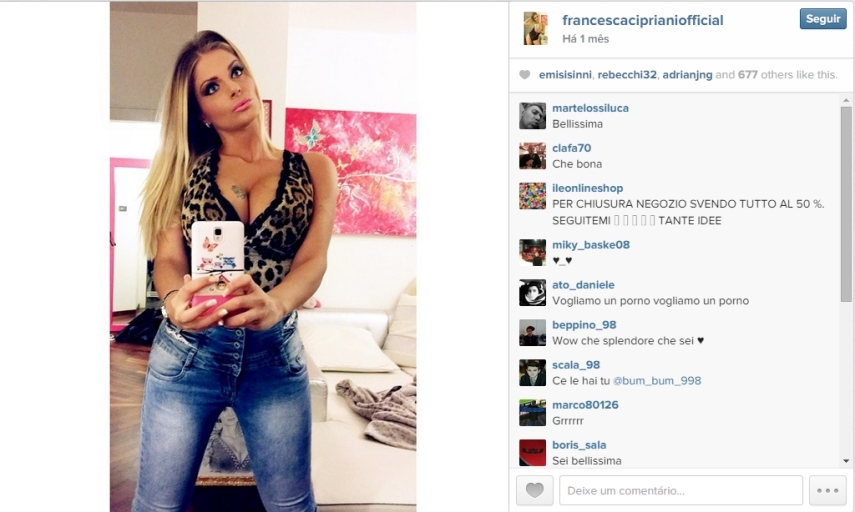 Modelo italiana Francesca Cipriani contou na TV que teve um caso com Rami