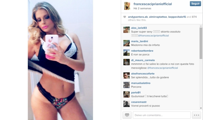 Modelo italiana Francesca Cipriani contou na TV que teve um caso com Rami