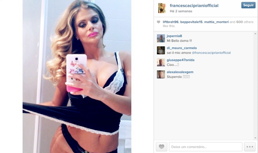 Modelo italiana Francesca Cipriani contou na TV que teve um caso com Rami