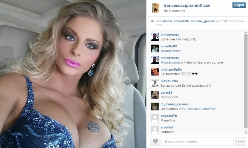 Modelo italiana Francesca Cipriani contou na TV que teve um caso com Rami