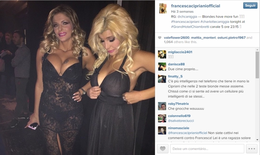 Modelo italiana Francesca Cipriani contou na TV que teve um caso com Rami
