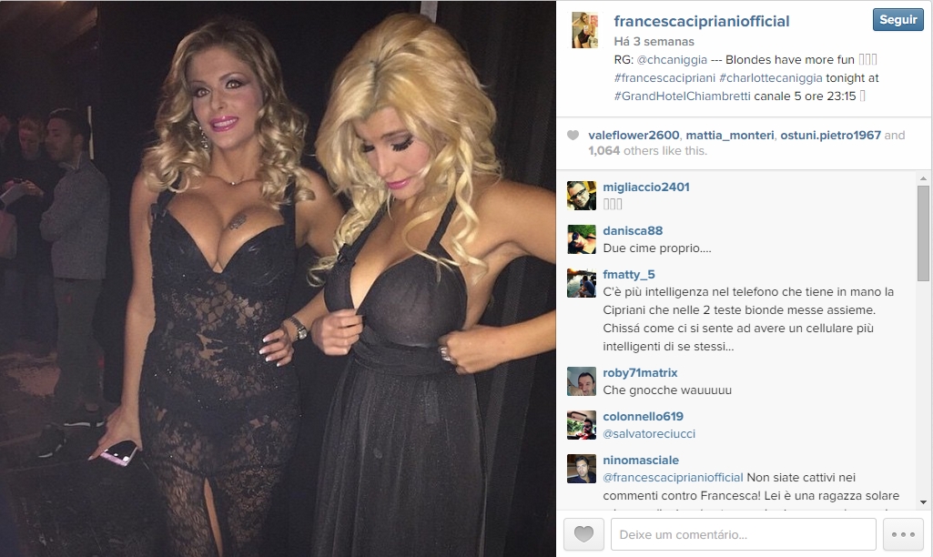 Modelo italiana Francesca Cipriani contou na TV que teve um caso com Rami