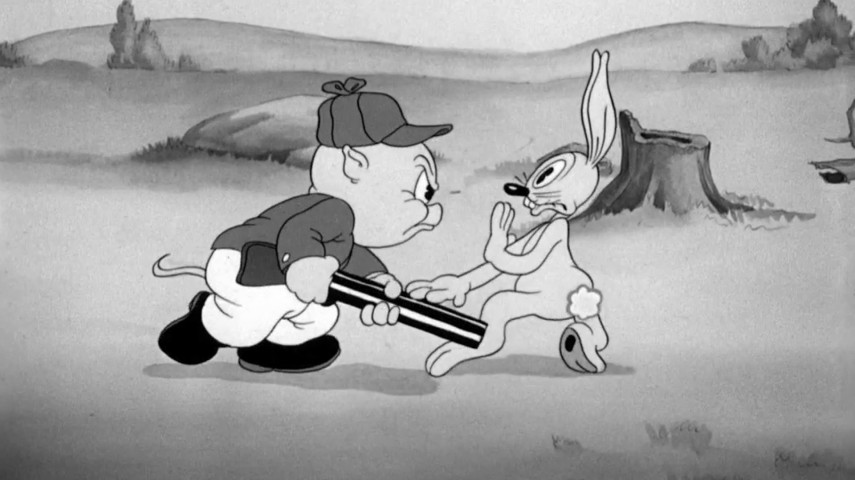 A primeira aparição do coelho mais fanfarrão da história da TV aconteceu no curta Porky s Hare Hunt, lançado em 1938