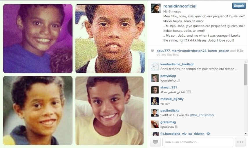 Filho de Ronaldinho está a cara do pai