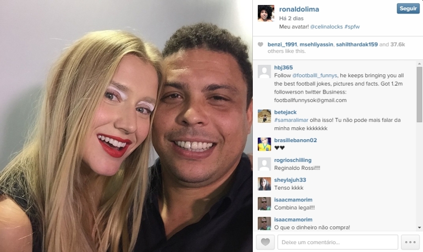 Ronaldo tirou onda com a modelo e namorada em seu Instagram