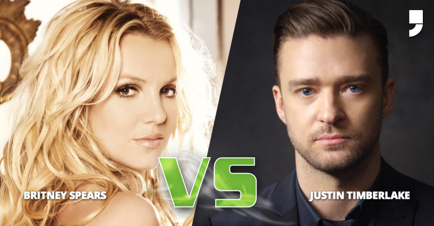 Britney e Justin já foram um casal sensação (sdds look todo jeans do VMA). Tudo terminou quando o Justin descobriu que a Britney traiu ele com um coreografista :/ Bad. Mas aí ele escreveu Cry Me a River, contando do caso de infidelidade e sobre como a Britney nunca mais ia ter ele de volta.