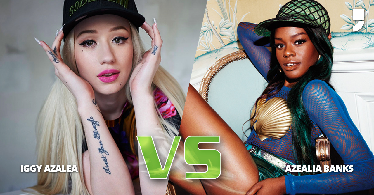 Iggy e Azealia se odeiam desde o início da carreira das duas. Em 2012, Iggy foi a única rapper mulher selecionada pra capa de uma revista especializada em rap e hip hop. Azealia logo disse no Twitter: "como vocês podem apoiar uma mulher branca que se auto-denominou 'escrava fugitiva'?".
