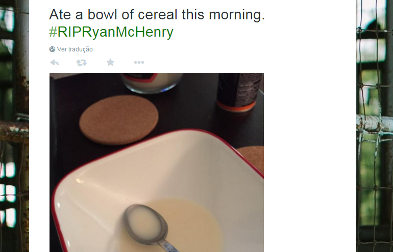 “Comi um pote de cereal esta manhã”