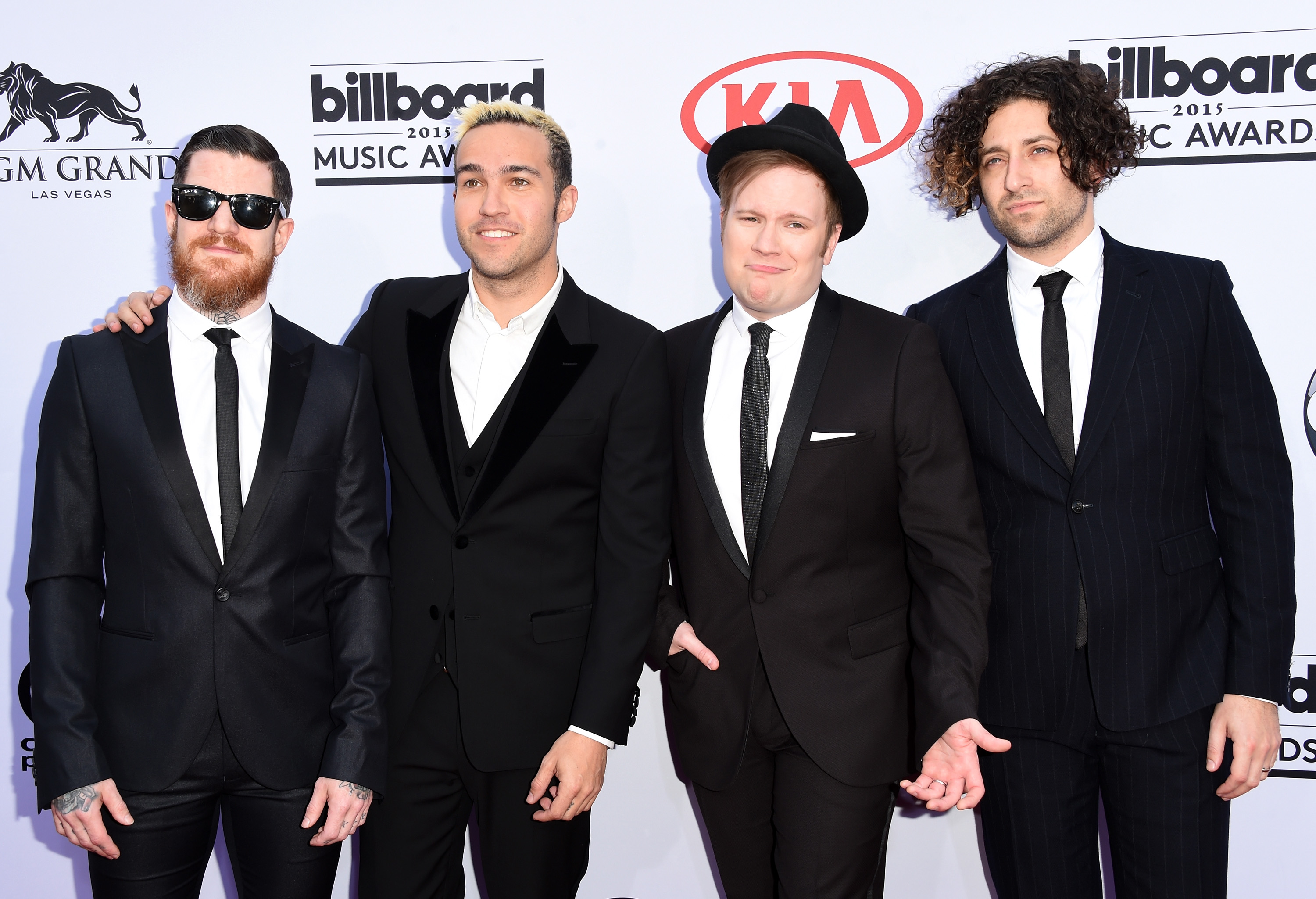 LAS VEGAS, NV - MAY 17:  (L-R) Musicians Andy Hurley, Pete Wentz, Patrick Stump, and Joe Trohman  of Fall Out Boy attend the 2015 Billboard Music Awards at MGM Grand Garden Arena on May 17, 2015 in Las Vegas, Nevada.  (Photo by Jason Merritt/Getty Images)