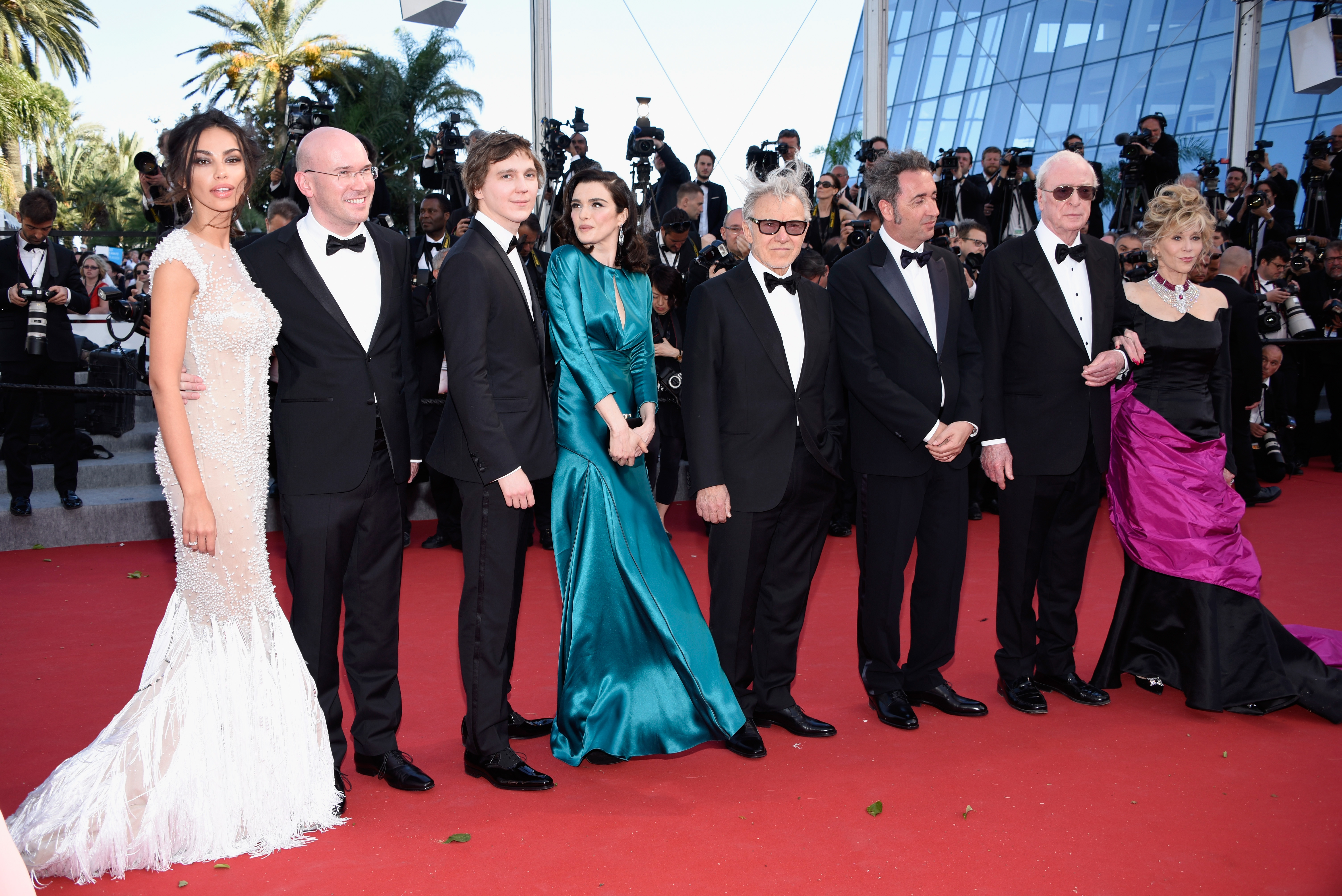 Os atores Madalina Ghenea, Alex Macqueen, Paul Dano e Rachel Weisz, diretor Paolo Sorrentino e os atores Harvey Keitel, Michael Caine e Jane Fonda