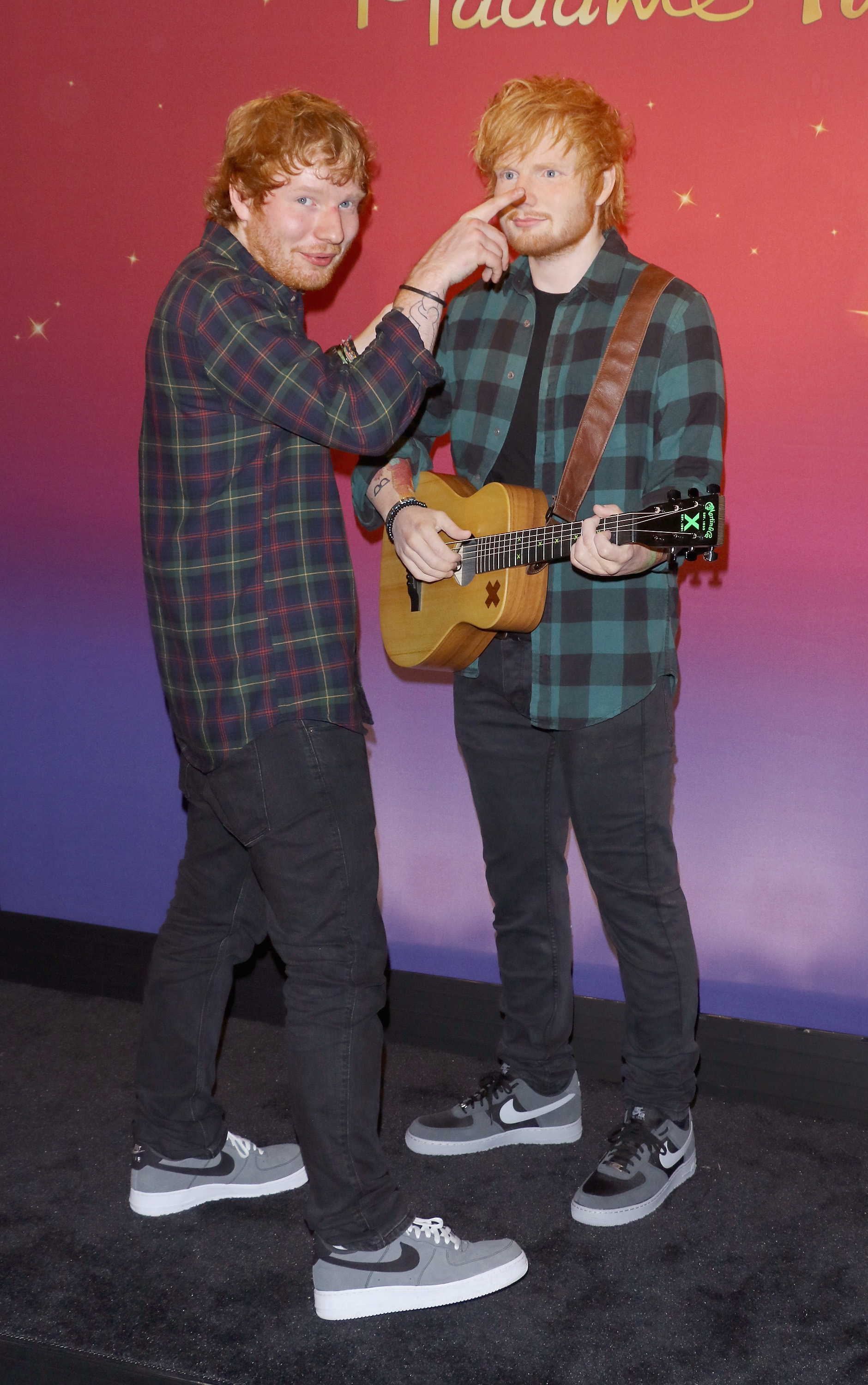 NEW YORK, NY - MAY 28:  Singer/songwriter Ed Sheeran unveils new wax figure at Madame Tussauds on May 28, 2015 in New York City.  (Photo by Jim Spellman/WireImage)