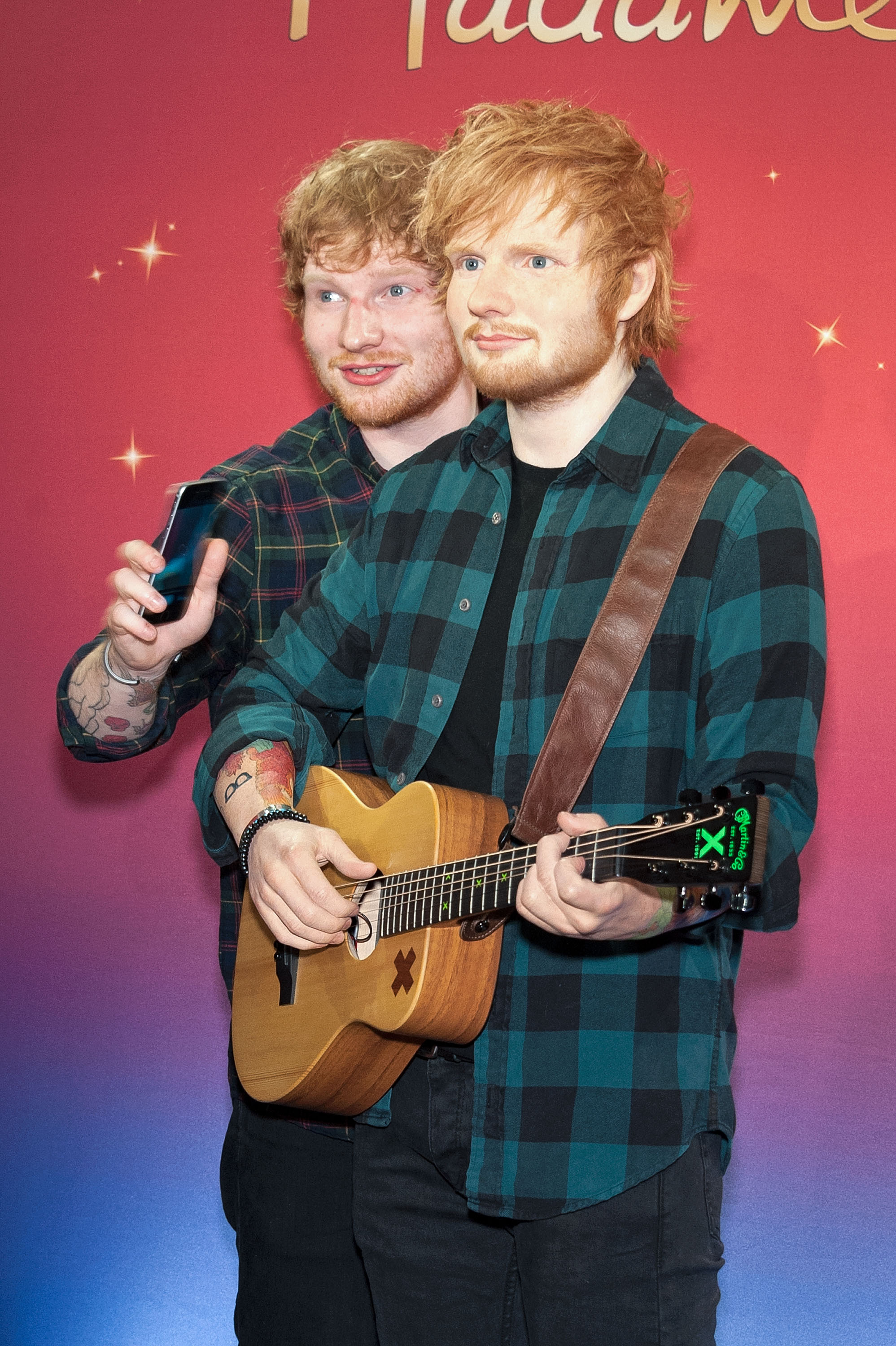 NEW YORK, NY - MAY 28:  Ed Sheeran unveils a new wax figure at Madame Tussauds on May 28, 2015 in New York City.  (Photo by D Dipasupil/FilmMagic)