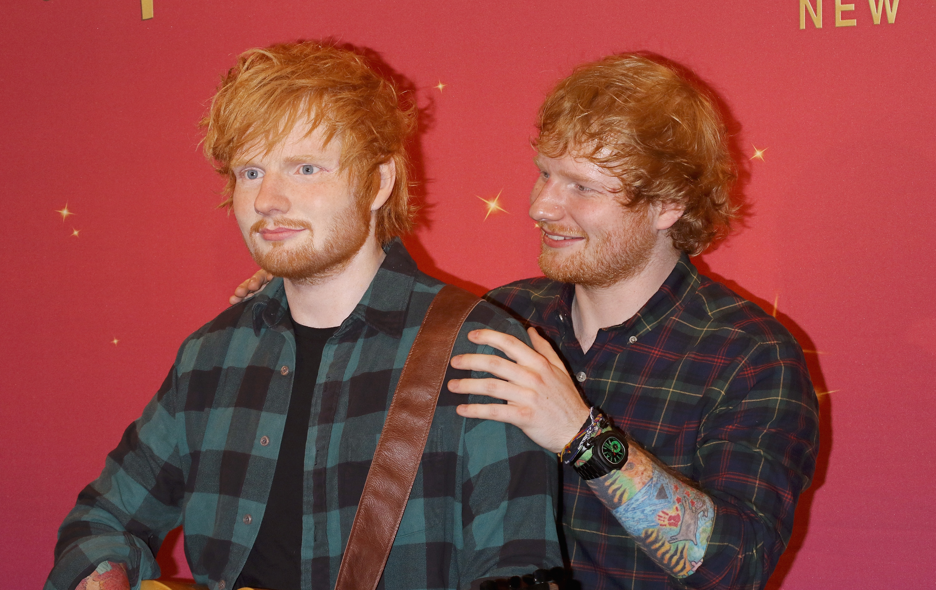 NEW YORK, NY - MAY 28:  Singer/songwriter Ed Sheeran unveils new wax figure at Madame Tussauds on May 28, 2015 in New York City.  (Photo by Jim Spellman/WireImage)