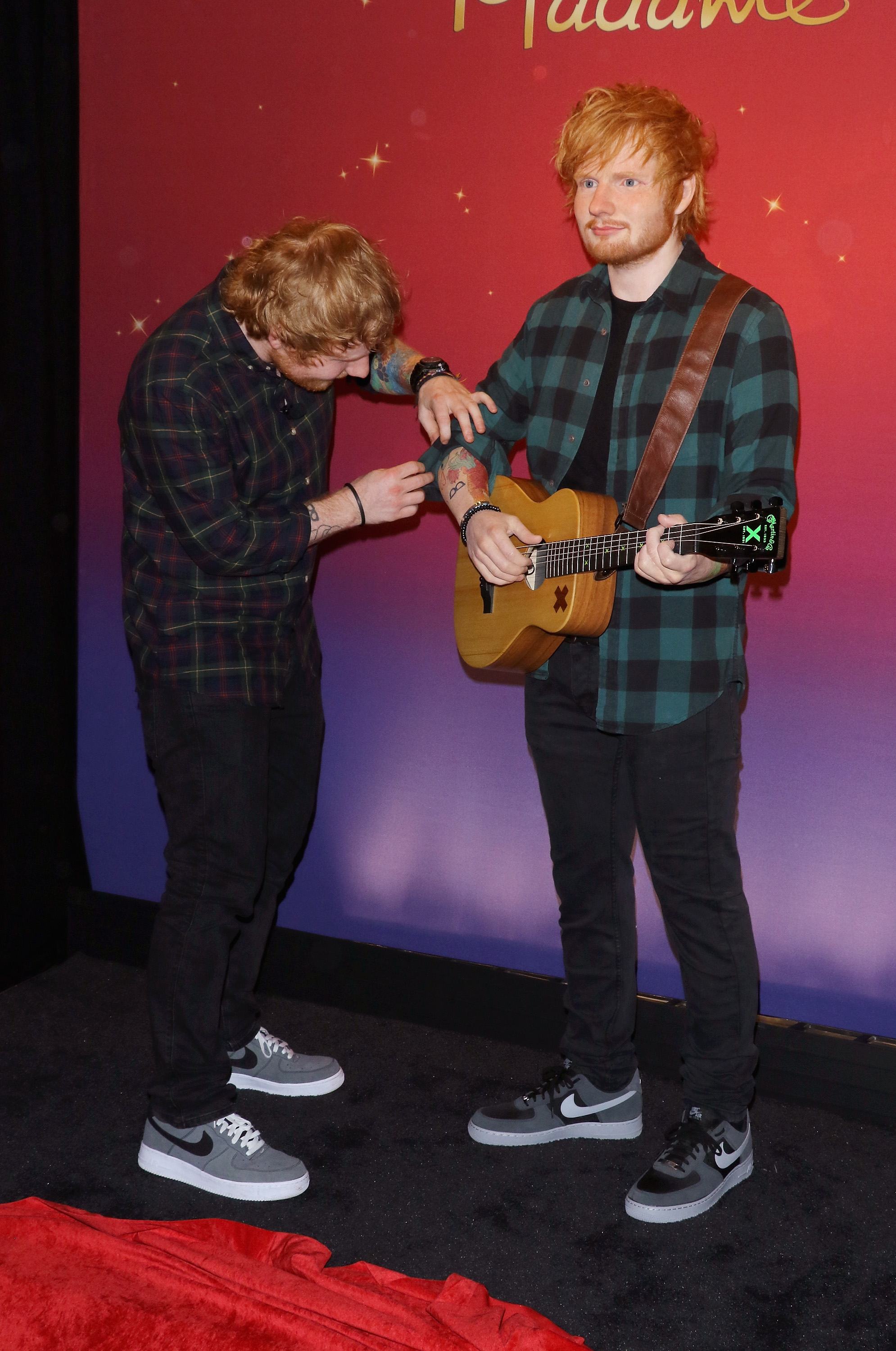 NEW YORK, NY - MAY 28:  Singer/songwriter Ed Sheeran unveils new wax figure at Madame Tussauds on May 28, 2015 in New York City.  (Photo by Jim Spellman/WireImage)