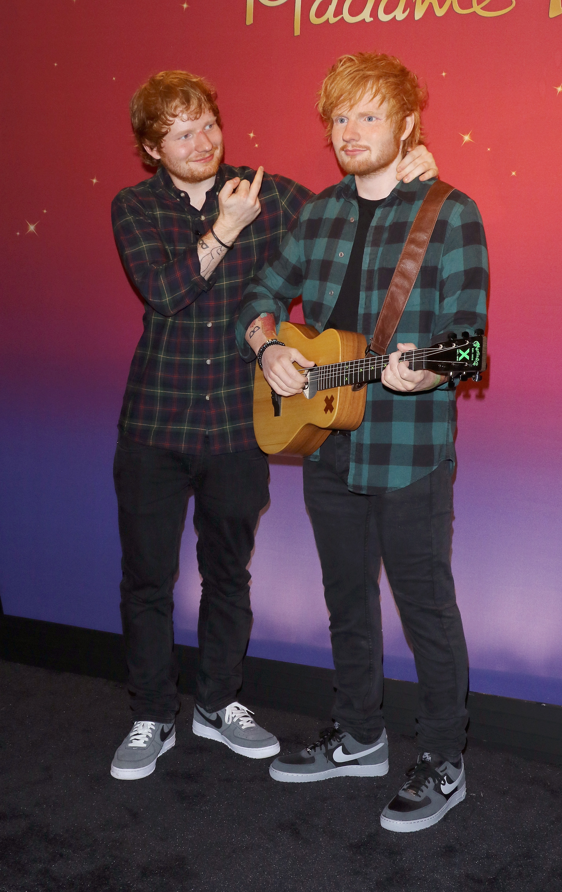 NEW YORK, NY - MAY 28:  Singer/songwriter Ed Sheeran unveils new wax figure at Madame Tussauds on May 28, 2015 in New York City.  (Photo by Jim Spellman/WireImage)