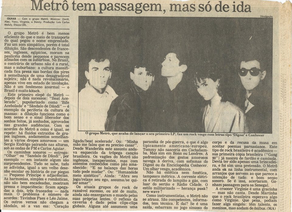 Matéria sobre o Metrô nos anos 80