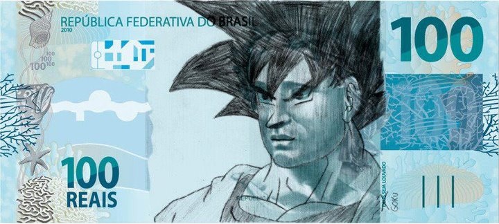 Tem de ter muita coragem para fazer isso com uma nota de cem reais, mesmo que você seja um saiyajin