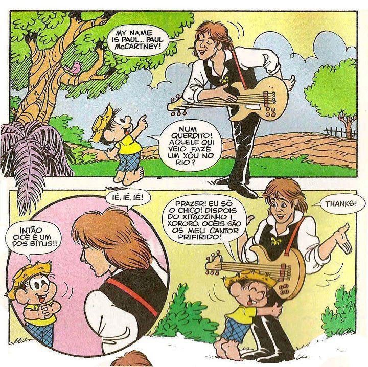 Paul é tão querido, mas tão querido, que até personagem do Chico Bento ele virou um dia. Saca só a tirinha: