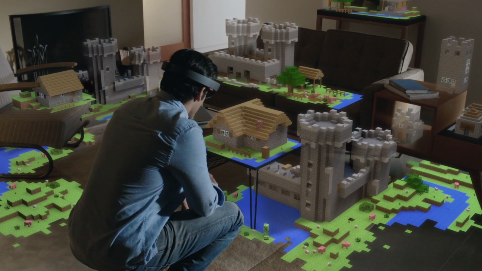 A Microsoft apresentou um demo de uma versão de Minecraft que está sendo produzida para o Hololens, provavelmente o gadget de realidade aumentada mais interessante dos últimos tempos