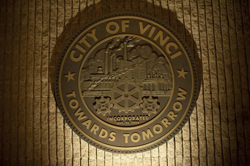 O brasão da cidade (distrito?) de Vinci
