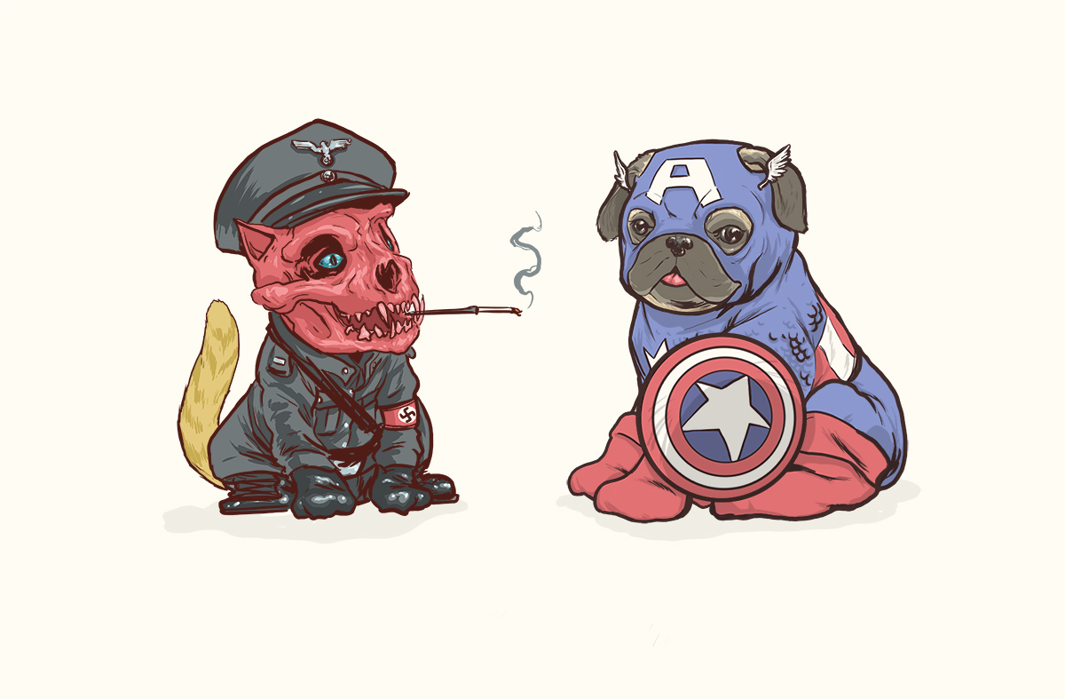 Josh Lynch, de Minnesota, nos EUA, colocou uniforme de heróis e vilões da Marvel em cães