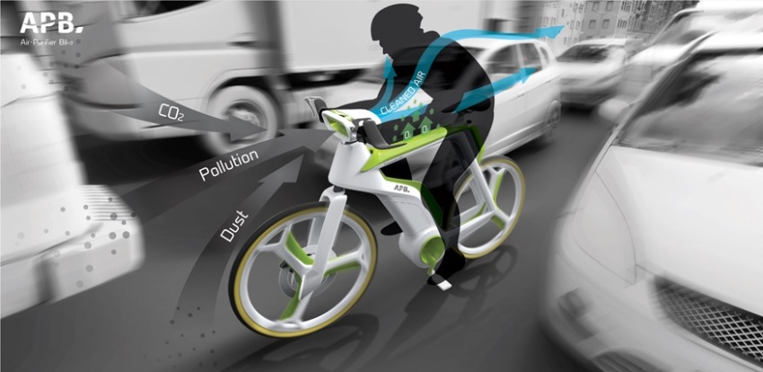 Idealizada pelo estúdio de design Lightfog, a bicicleta conceitual Air-Purifier é uma ótima ideia para metrópoles acinzentadas. Ela funciona tanto como um filtro, retirando partículas de poeira no ar, quanto como um gerador de oxigênio, graças a um 