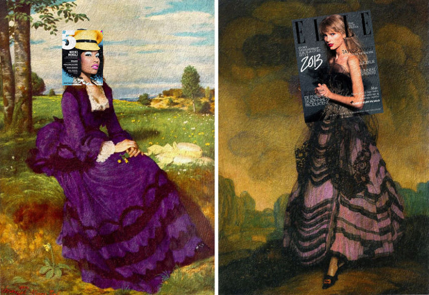 Nicki Minaj, #5 Magazine + Dama em Violeta, por Pai Merse Szinyei; Taylor Swift, Elle Norway + Retrato de Senora Corcuera, por Ignacio Zuloaga y Zabaleta