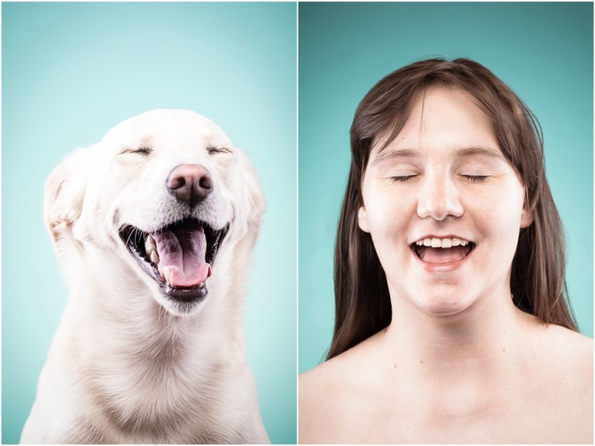 Fotógrafa desafio as pessoas a imitarem seus cães