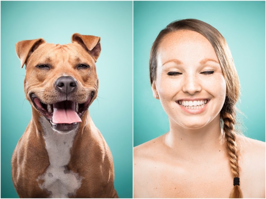 Fotógrafa desafio as pessoas a imitarem seus cães