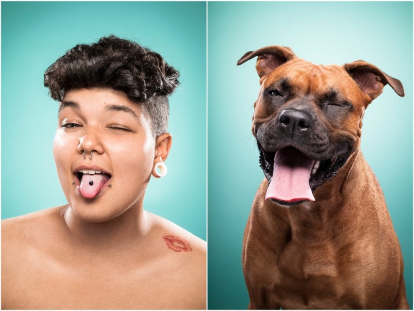 Fotógrafa desafio as pessoas a imitarem seus cães