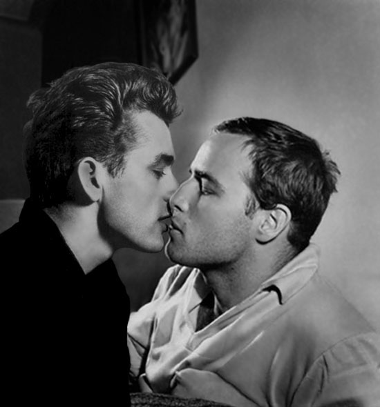 Falando nisso, essa imagem de Dean e Brando se beijando dá o que pensar. Biografias também levantam a hipótese de Dean ter sido gay, ou bissexual, enfim...