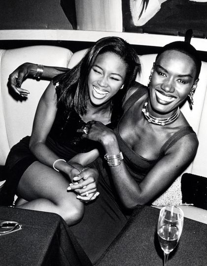 Grace Jones com Naomi Campbell