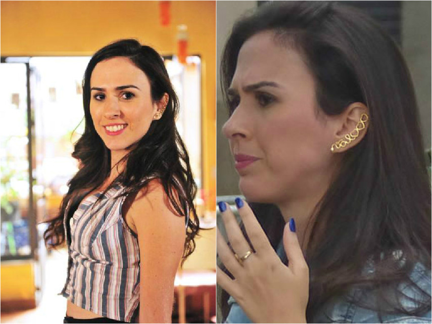 Esse tipo de brinco que pega toda a orelha, conhecido como ear cuff, voltou a fazer sucesso depois que a piradinha da Valdirene apareceu usando um desses 