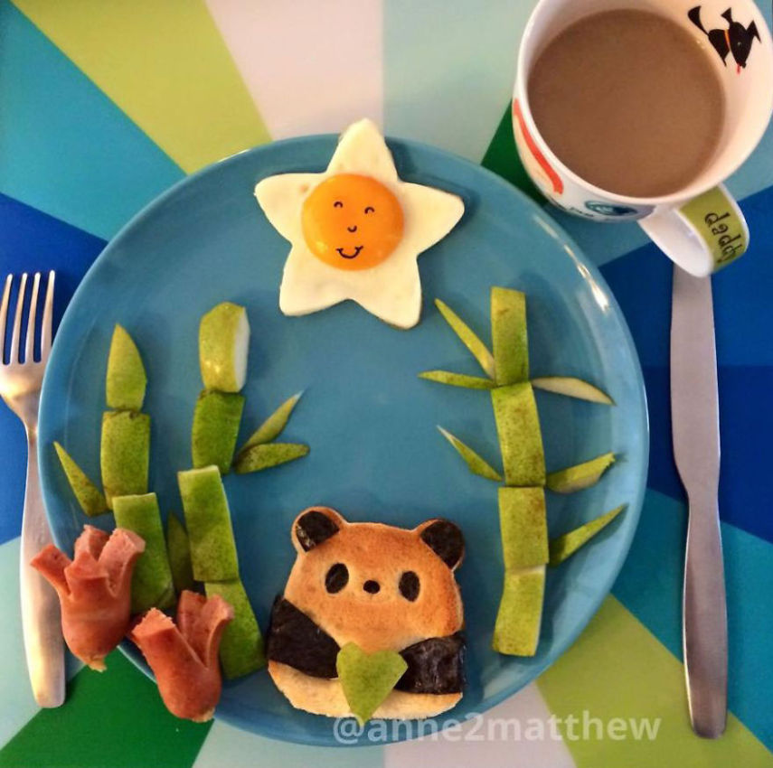 Mãe transforma a refeição dos quatro filhos em brincadeira fazendo pratos artísticos