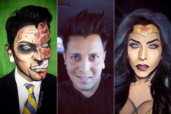 Artista se transforma em super-heróis usando maquiagem