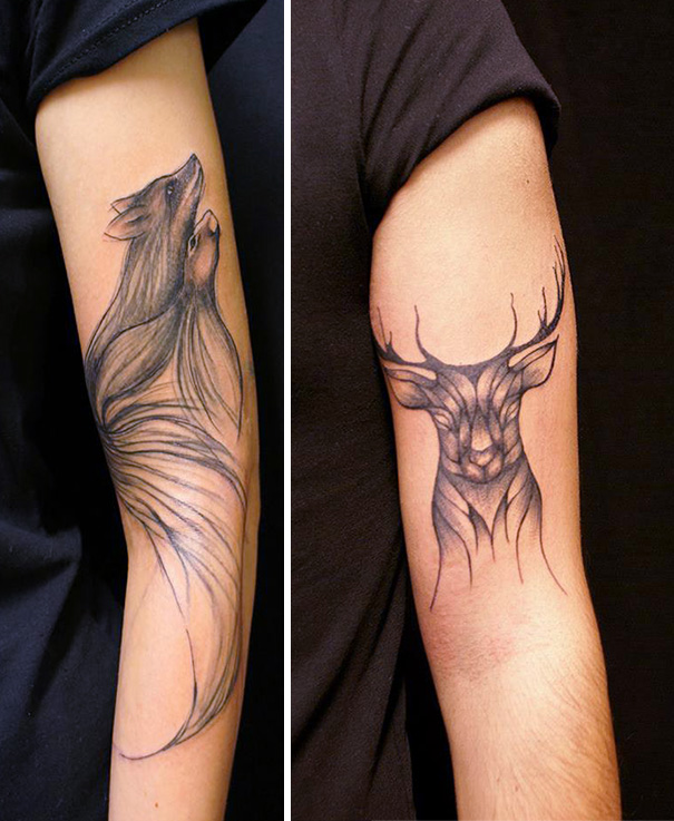 Holandesa faz lindas tatuagens de animais e suas linhas