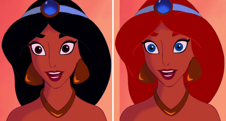 Artista troca a cor dos cabelos e dos olhos das princesas da Disney