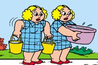 E as gêmeas Cremilda e Clotilde, que viviam tentando dar um banho no Cascão