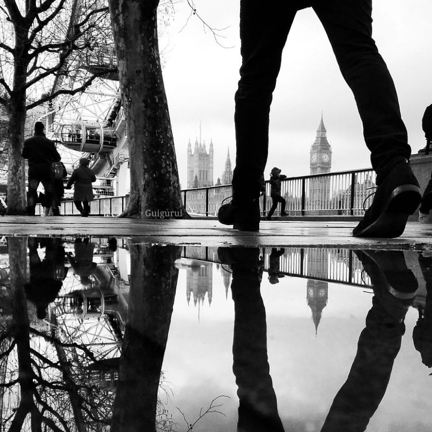 O fotógrafo Guido Gutiérrez Ruiz clica reflexos em poças d'água