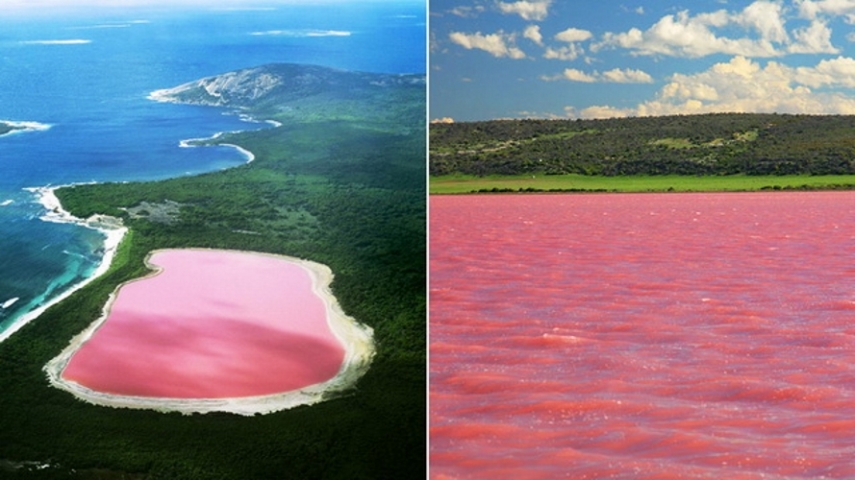 Com 600 metros de extensão, esse é o mais conhecido dos cinco lagos cor de rosa presentes na Austrália. A cor de chiclete é atribuída à presença da alga Dunaliella salina