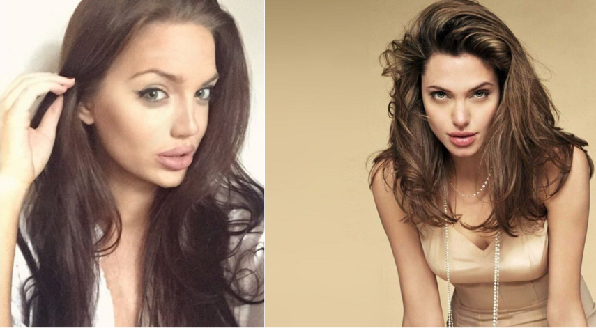 Chelsea Marr é idêntica  à atriz Angelina Jolie e está colhendo os frutos dessa semelhança absurda, com uns ~bicos~ de modelo mundo afora. Arrasou!