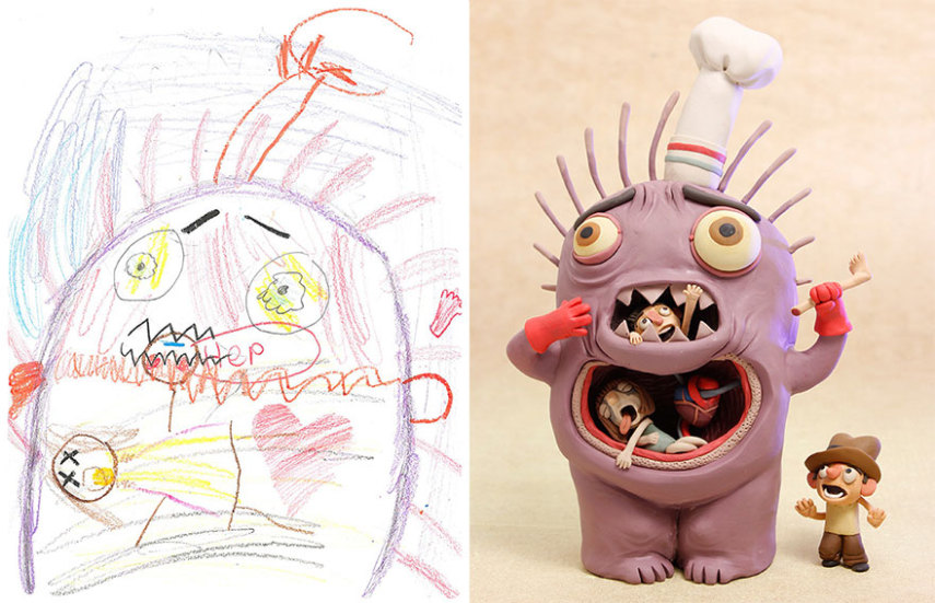 No projeto, artistas recriam desenhos de crianças do ensino fundamental
