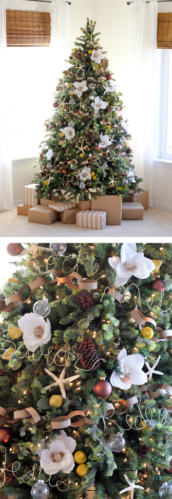 Usar flores para decorar sua árvore de Natal pode ser uma boa opção para inovar